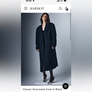 Bardot; Classic Oversized Coat Sz Small/medium